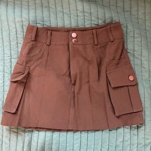 Brown Mini Skirt with Pockets
